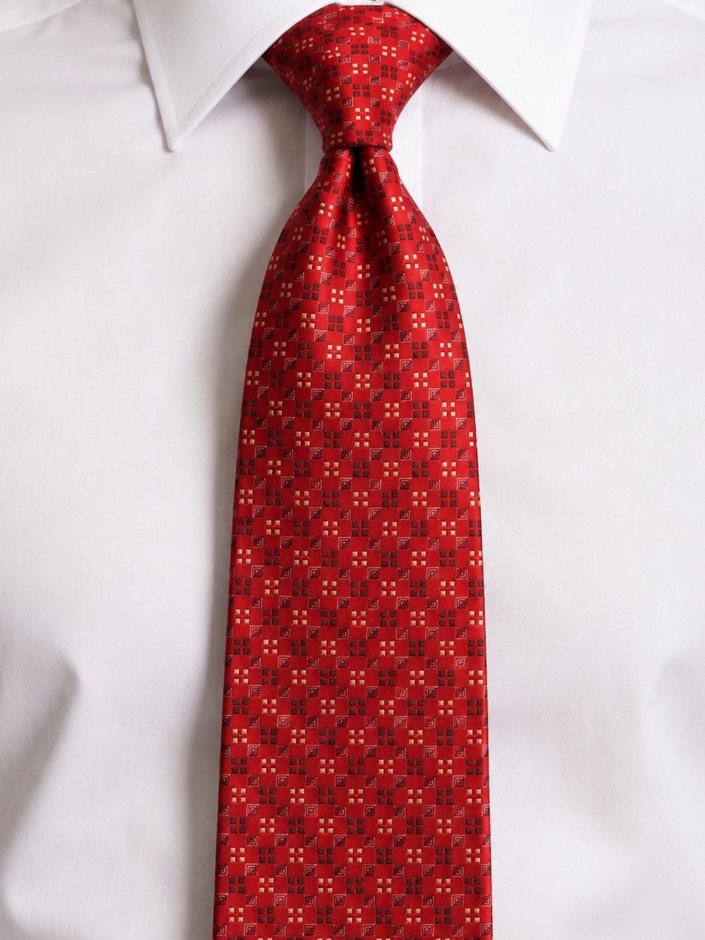 Ermenegildo Zenga red square patterned tie silk
